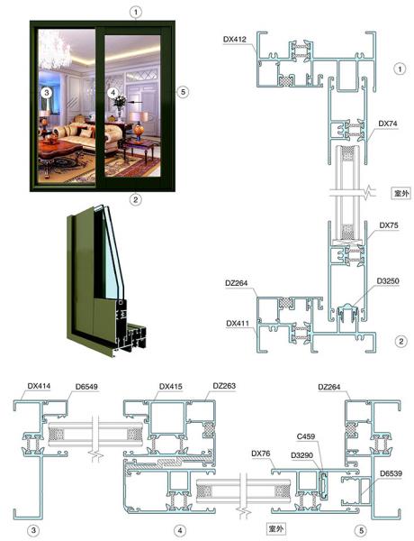 Cửa đi 2 cánh trượt Xingfa hệ 95