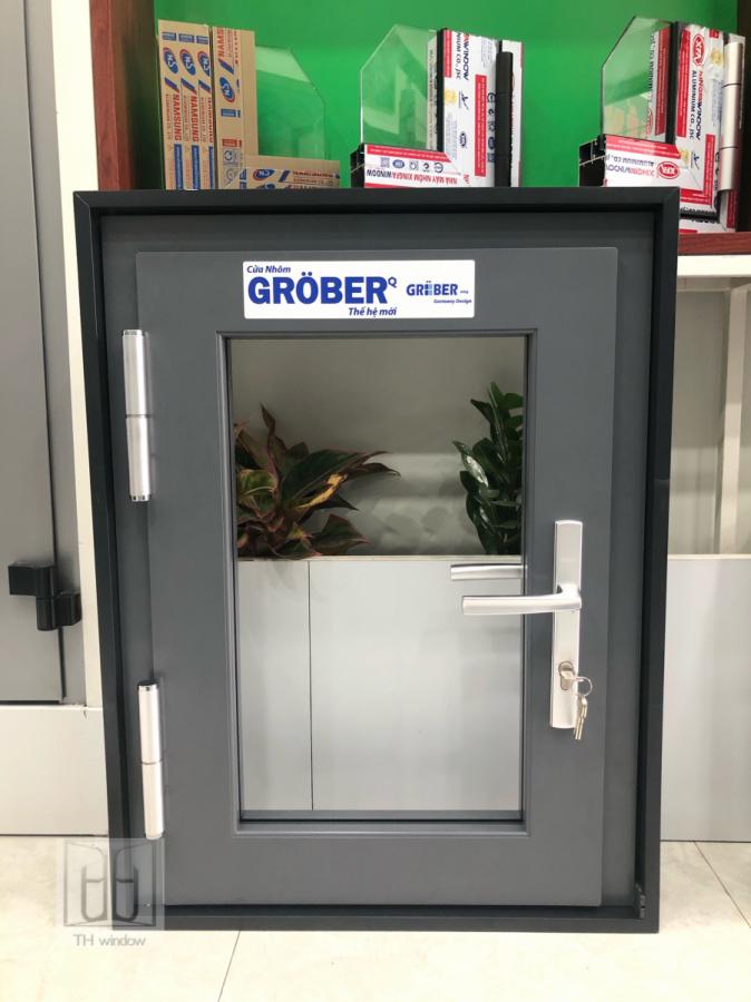 CỬA ĐI GROBER MỞ QUAY 1 CÁNH MÀU XÁM