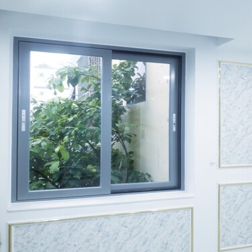 CỬA SỔ LÙA 2 CÁNH GROBER MÀU XÁM ÁNH KIM
