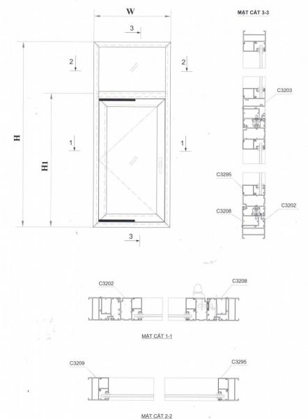 Cửa sổ mở hất Xingfa hệ 55 Cửa sổ mở hất Xingfa hệ 55